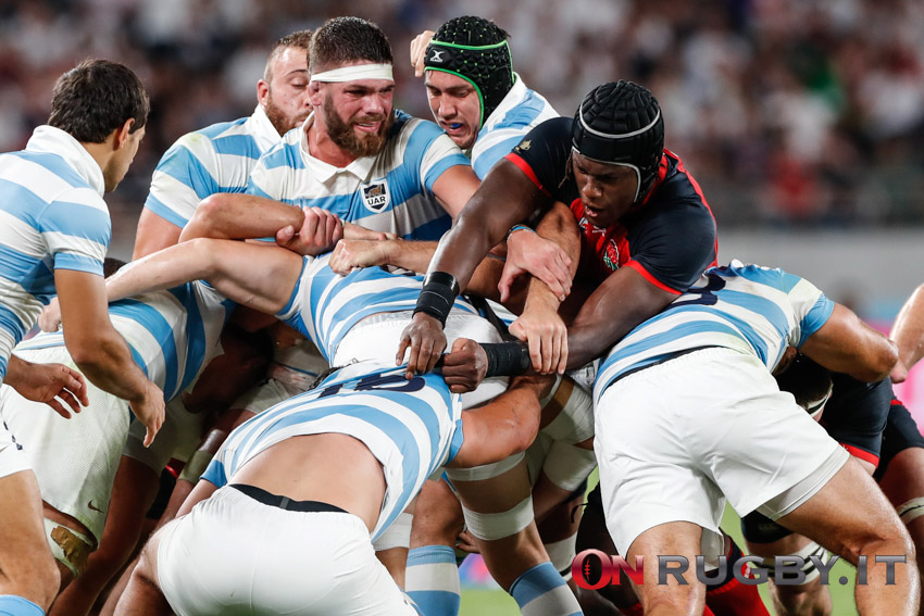 Maro Itoje in azione alla Rugby World Cup 2019 