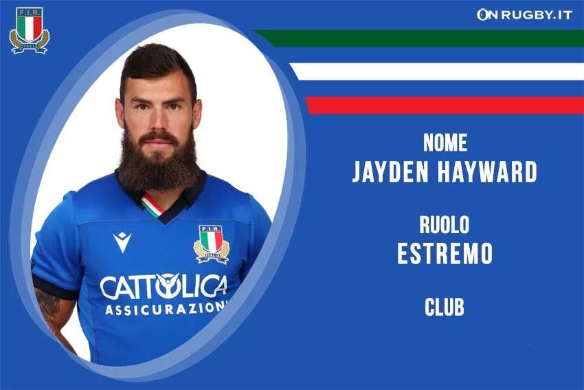 Jayden Hayward nazionale italiana rugby Italrugby