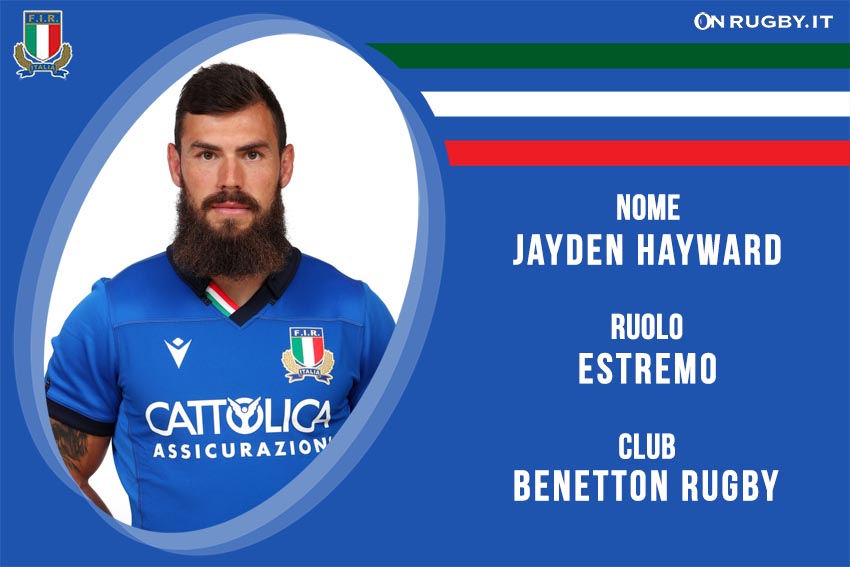 Jayden Hayward nazionale italiana rugby - Italrugby