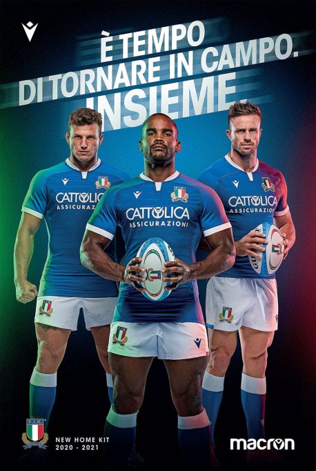 Maglia Macron Nazionale Italiana Rugby 2020/2021 - Home Kit - azzurra