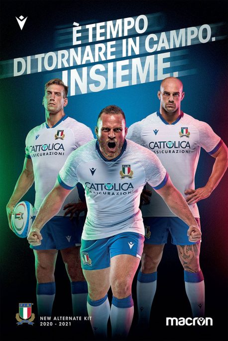 Maglia Macron Nazionale Italiana Rugby 2020/2021 - Alternate Kit - Bianca