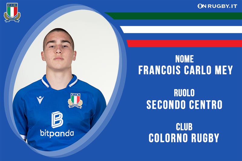 Francois Carlo Mey secondo centro della Nazionale Italiana Rugby Under20 e del Colorno Rugby