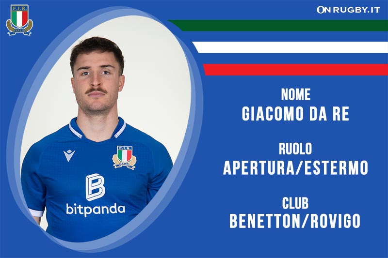 Giacomo Da Re aperture ed estremo della Nazionale Italaiana Rugby e del Benetton Rugby (permit player alla Rugby Rovigo delta)