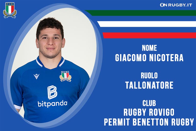 Giacomo Nicotera tallonatore della Nazionale Italiana Rugby e della rugby Rovigo, periti palyer alla Benetton Rugby
