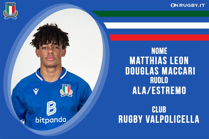 Matthias-Leon-Douglas-Maccari ala/estremo della Nazionale Italiana Rugby Under20 e del Rugby Valpolicella