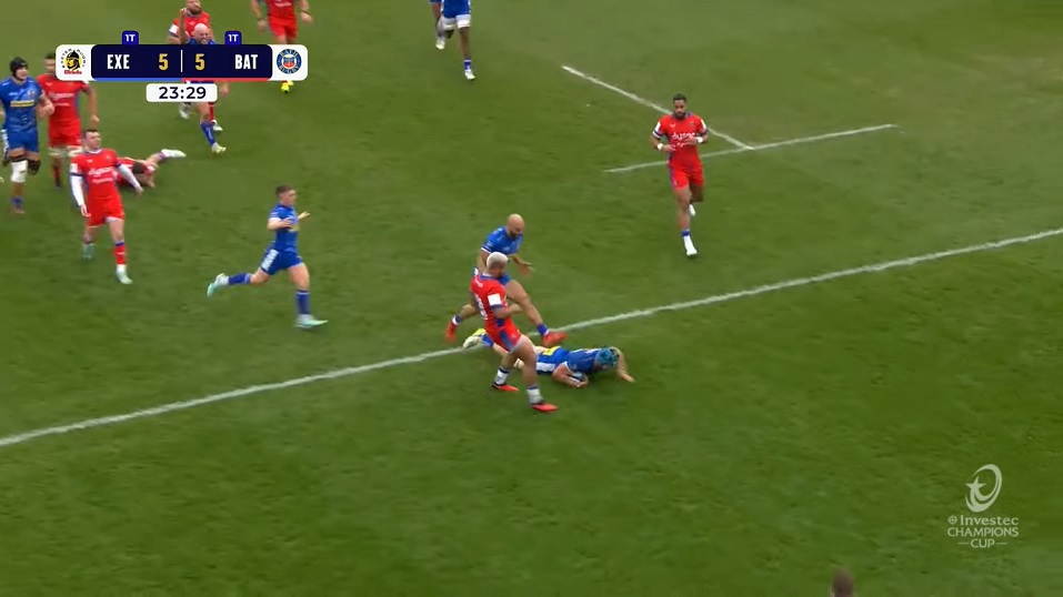 Video: Ross Vintcent vola in meta in Exeter-Bath di Champions Cup