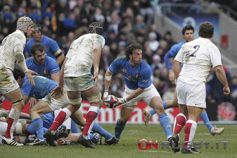 Mauro Bergamasco mediano di mischia in Inghilterra-Italia del Sei nazioni 2009